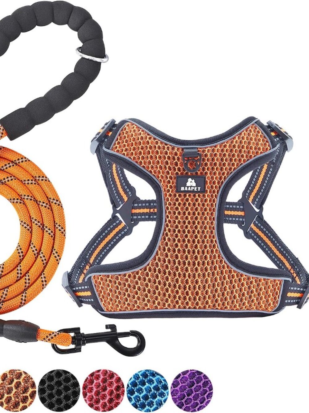 NWT BAAPET Breathable Dog Harness with 6 Feet Reflective Rope Dog Leash SMALL